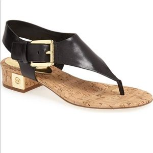 Michael Kors Black Sandals with Gold Buckle